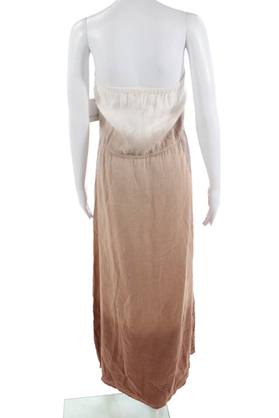 Bella Dahl Womens White Linen Maxi Sundress Sleeveless Drawstring Size L