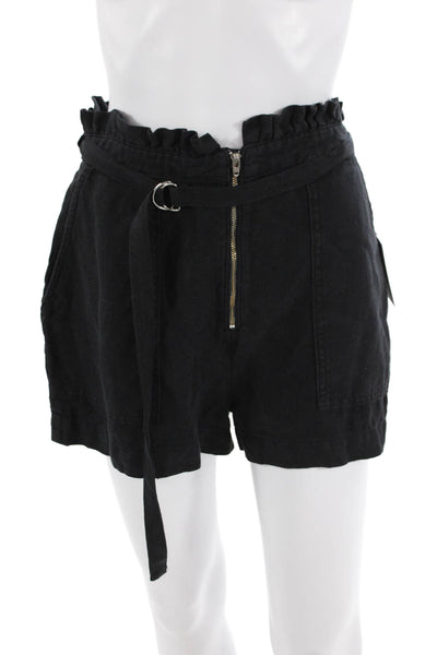 Bella Dahl Unisex Bohemian Black Linen Buckle Shorts Size 28