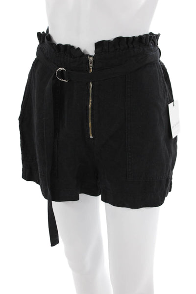 Bella Dahl Unisex Bohemian Black Linen Buckle Shorts Size 28