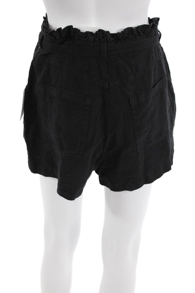 Bella Dahl Unisex Bohemian Black Linen Buckle Shorts Size 28