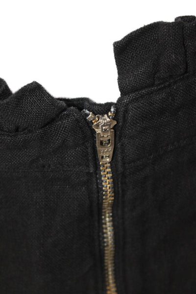 Bella Dahl Unisex Bohemian Black Linen Buckle Shorts Size 28