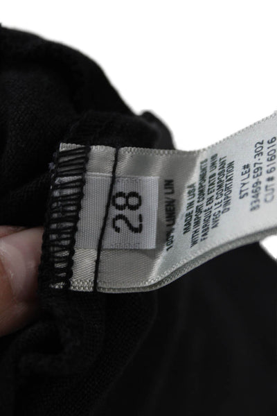 Bella Dahl Unisex Bohemian Black Linen Buckle Shorts Size 28