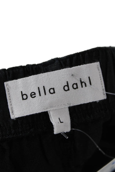 Bella Dahl Unisex Black 100% Linen Beach Solid Button Shorts Size L