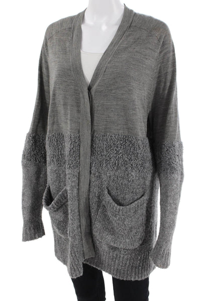 Tibi Unisex Cardigan Gray V-Neck Long Sleeve Size S