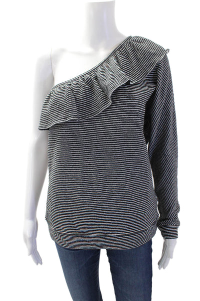 Joie Womens Striped Cotton Long Sleeve Top Black Size S