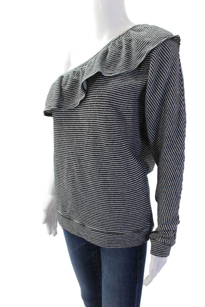 Joie Womens Striped Cotton Long Sleeve Top Black Size S