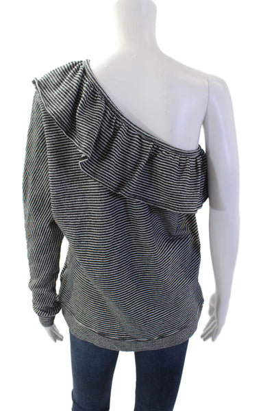Joie Womens Striped Cotton Long Sleeve Top Black Size S