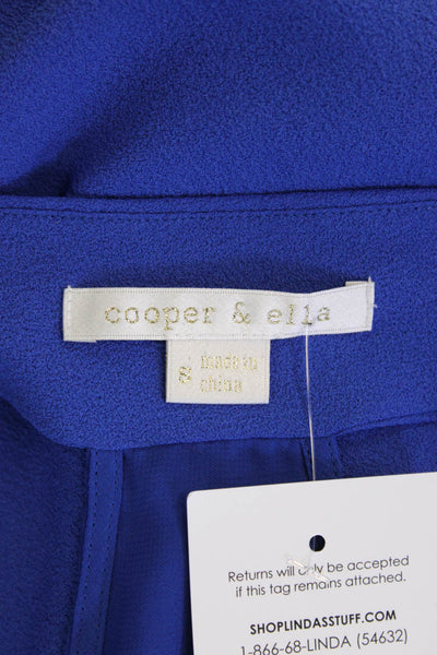 Cooper & Ella Women Blue Solid Polyester Round Neck Tank Size S