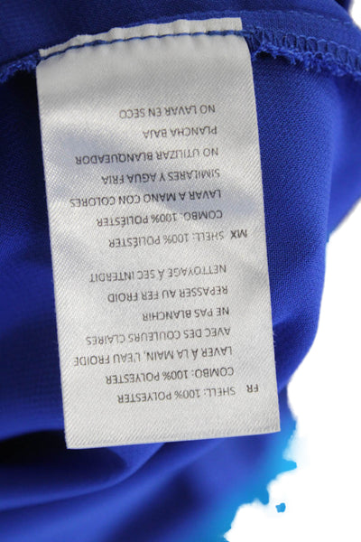 Cooper & Ella Women Blue Solid Polyester Round Neck Tank Size S