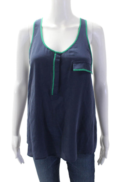 Joie Women Silk V-Neck Camisole Dark Blue Solid Sleeveless Size S