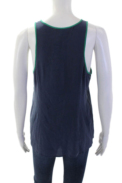 Joie Women Silk V-Neck Camisole Dark Blue Solid Sleeveless Size S