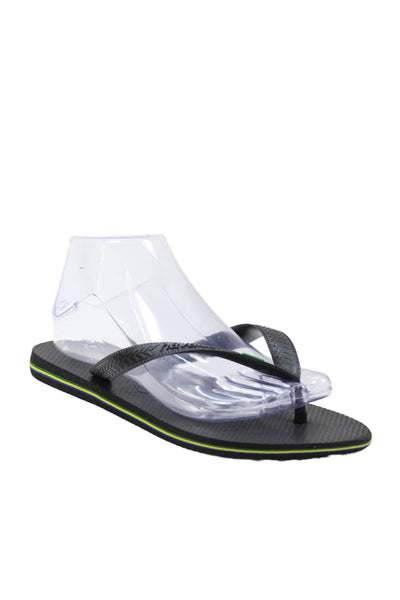 Havaianas Womens Textured Thong Strap Flip Flops Black Size 11