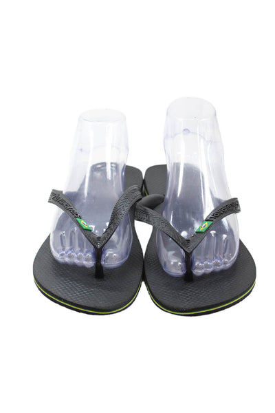 Havaianas Womens Textured Thong Strap Flip Flops Black Size 11