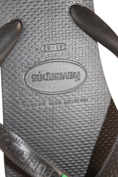 Havaianas Womens Textured Thong Strap Flip Flops Black Size 11