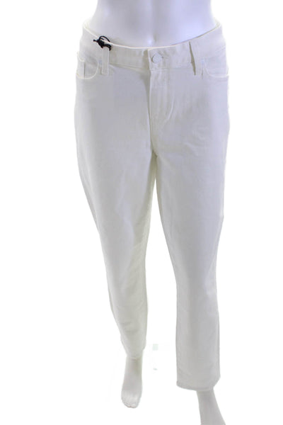 Paige Women Ankle Cropped Pants White Mid Rise Button Size 32