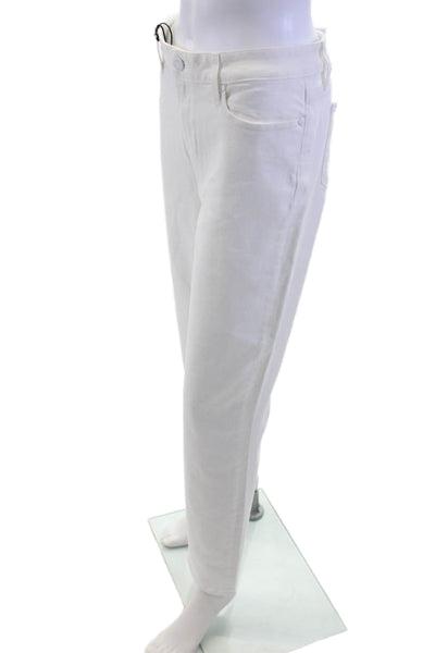 Paige Women Ankle Cropped Pants White Mid Rise Button Size 32