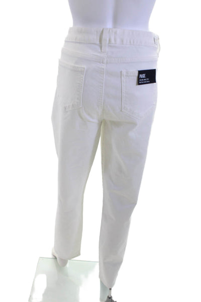 Paige Women Ankle Cropped Pants White Mid Rise Button Size 32