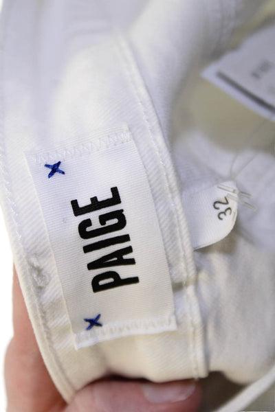 Paige Women Ankle Cropped Pants White Mid Rise Button Size 32