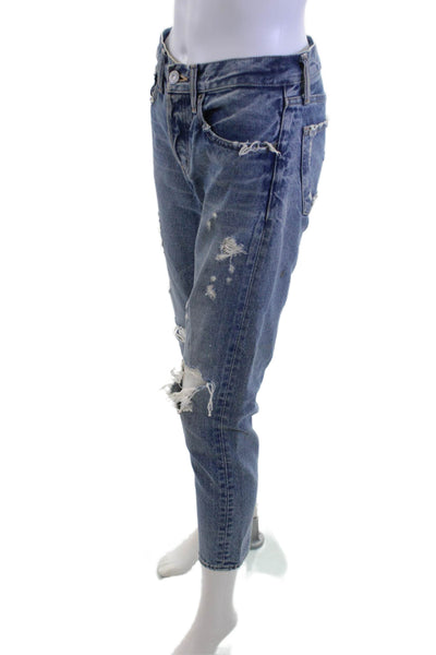 Moussy Women Boyfriend Cropped Blue Mid Rise Jeans Size 25