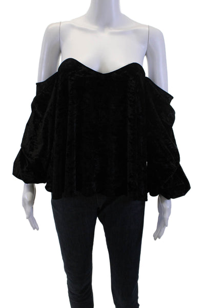 Caroline Constas Women Black Long Sleeve Solid Blouse Polyester Spandex Size XS