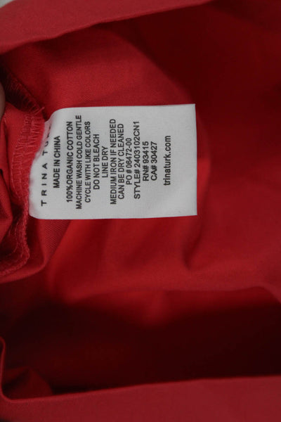 Trina Turk Women Bohemian V-Neck Red Organic Cotton Blouse Size S