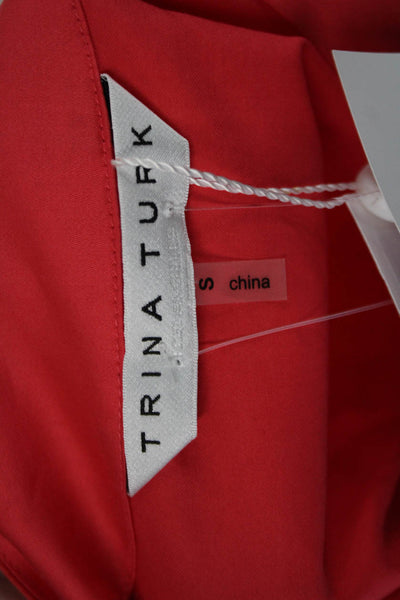Trina Turk Women Bohemian V-Neck Red Organic Cotton Blouse Size S