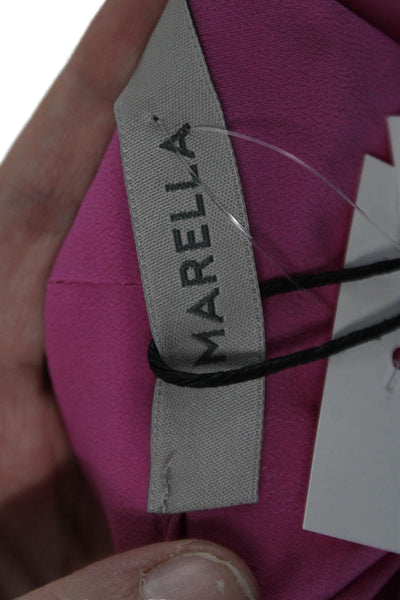 Marella Women Pink Silk Blend High Neck Sleeveless Blouse Button-Up Size 8
