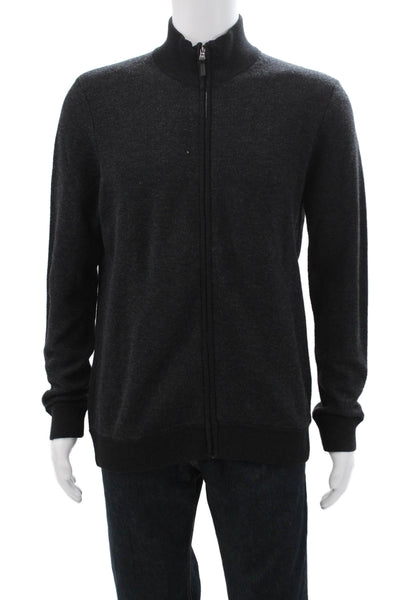 Michael Kors, Mens Black Full Zip Cardigan High Neck Long Sleeve Size L