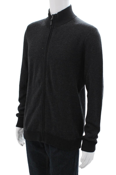 Michael Kors, Mens Black Full Zip Cardigan High Neck Long Sleeve Size L