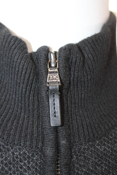 Michael Kors, Mens Black Full Zip Cardigan High Neck Long Sleeve Size L