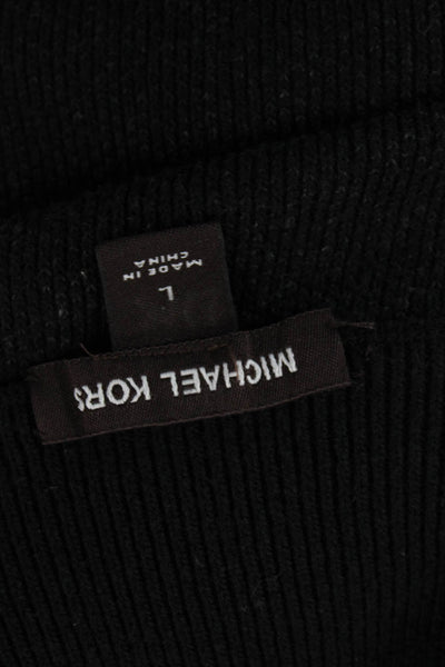 Michael Kors, Mens Black Full Zip Cardigan High Neck Long Sleeve Size L