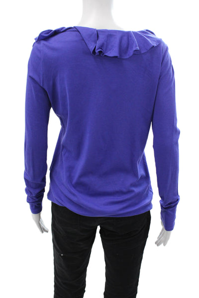 Ralph Lauren Womens Jersey V-Neck Long Sleeve Cotton Top Purple Size M