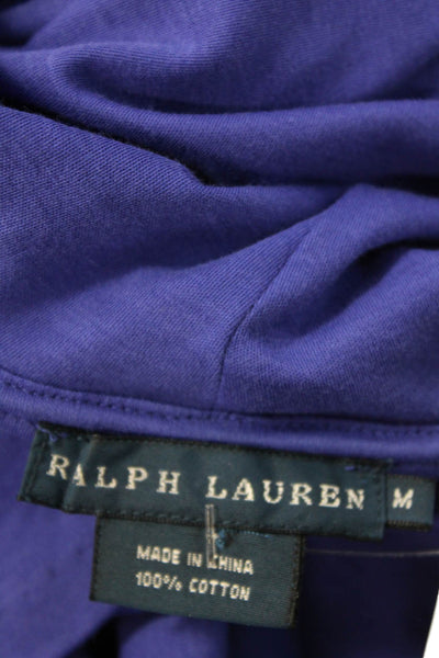Ralph Lauren Womens Jersey V-Neck Long Sleeve Cotton Top Purple Size M
