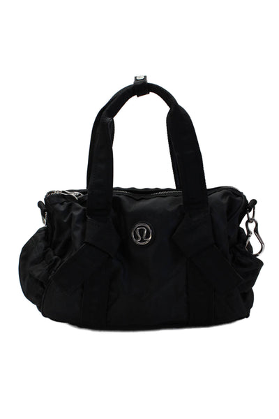 Lululemon Womens Zip Side Pockets Medium Shoulder Bag Handbag Black