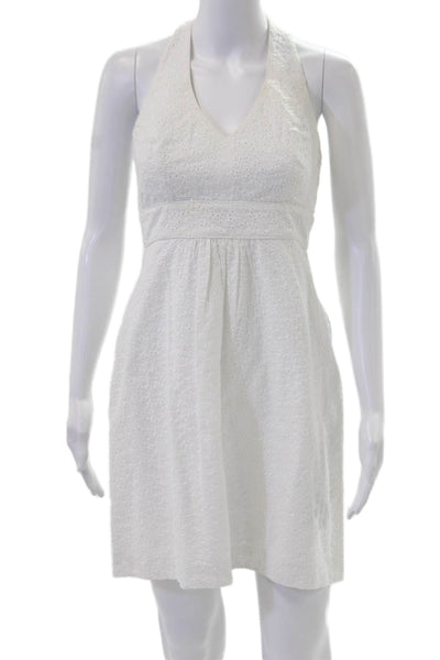 Lily Pulitzer Women A-Line Sundress White V-Neck Sleeveless Cotton Blend Size 4