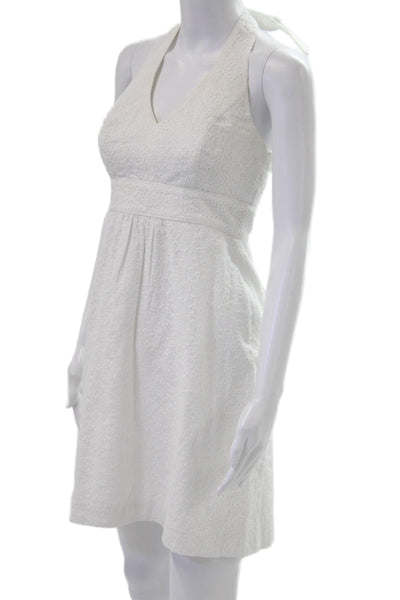 Lily Pulitzer Women A-Line Sundress White V-Neck Sleeveless Cotton Blend Size 4
