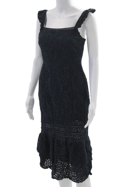 Banana Republic Women Dark Blue Cotton Sleeveless Sheath Sundress Size 2