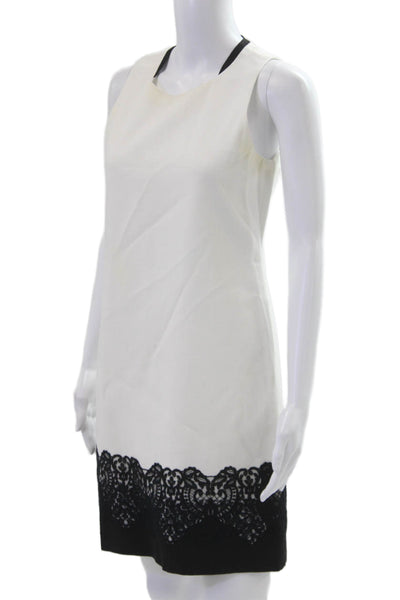 Elie Tahari Women Shift Dress White Sleeveless Round Neck Size 4
