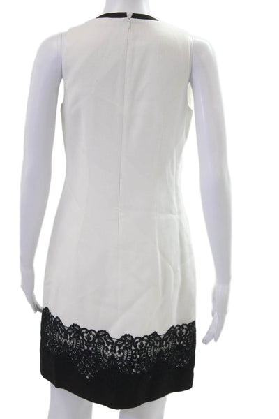 Elie Tahari Women Shift Dress White Sleeveless Round Neck Size 4