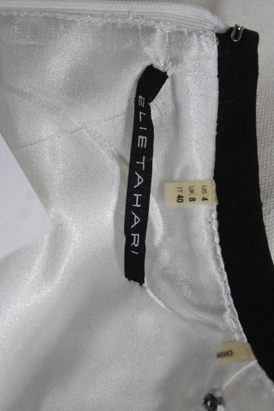 Elie Tahari Women Shift Dress White Sleeveless Round Neck Size 4