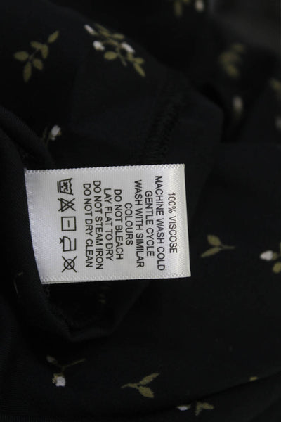 Able Women Maxi Wrap Dress Black Floral V-Neck Short Sleeve Viscose Size M