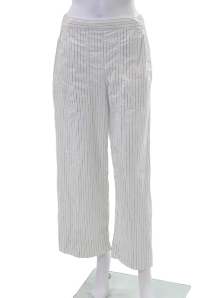 M.M. Lafleur, Women Cropped Striped White Pants Size 8