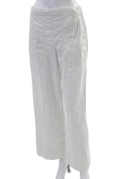 M.M. Lafleur, Women Cropped Striped White Pants Size 8