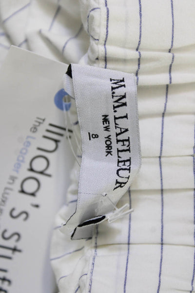 M.M. Lafleur, Women Cropped Striped White Pants Size 8