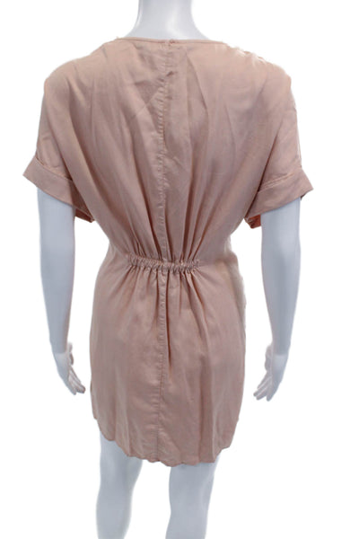 Zara Women Beige Lyocell V-Neck Short Sleeve Romper Size XS