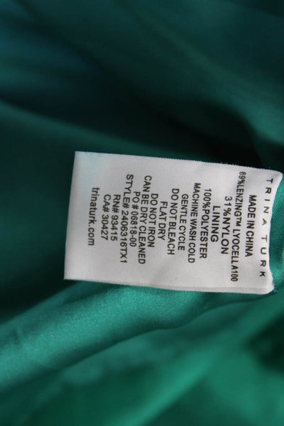 Trina Turk Women Green Shift Dress Long Sleeve Knee-Length Size S