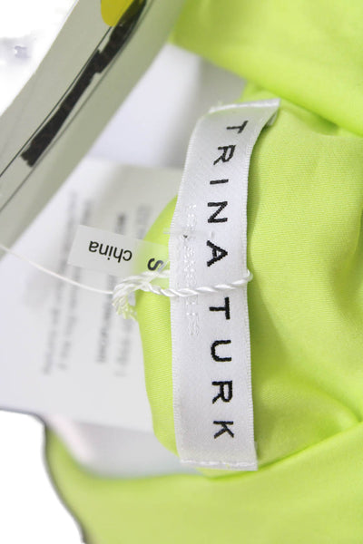 Trina Turk Women Shirt Dress Green Collared Short Sleeve Button Size S