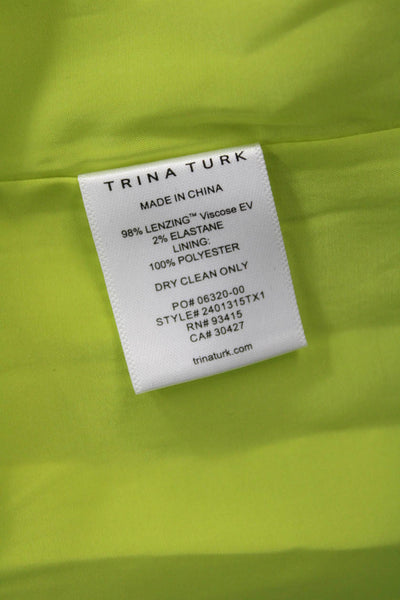 Trina Turk Women Shift Dress Green V-Neck Sleeveless Zip Size 8