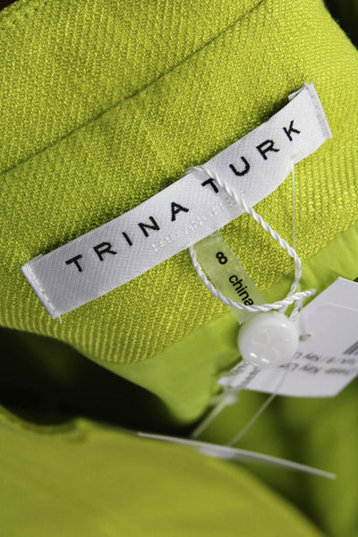 Trina Turk Women Shift Dress Green V-Neck Sleeveless Zip Size 8