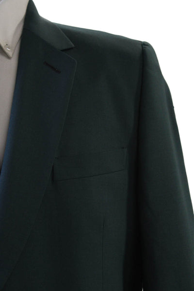 Paul Smith Mens Suit Jacket Green Wool Mohair Collared Button Solid Size M